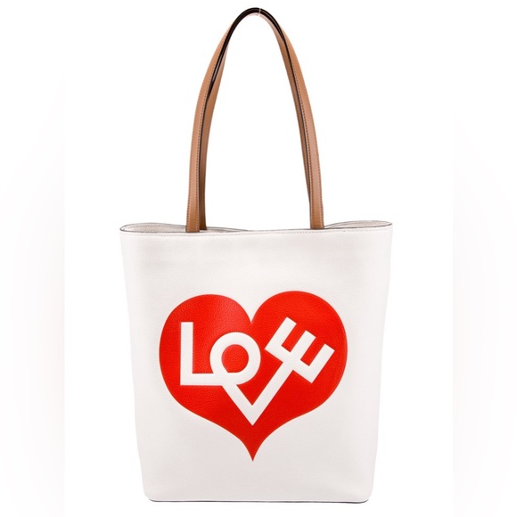 kate spade Handbags - Kate Spade x Alexander Girard “LOVE” Heart Embossed White Leather Tote Bag